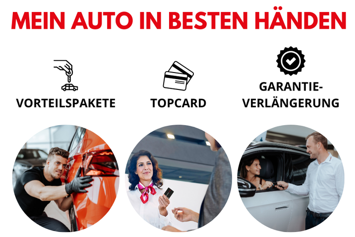 Erfahren Sie alles zu unseren vielfältigen Service Paketen der Marken ✓ VW ✓ Audi ✓ SEAT ✓ Skoda ✓ CUPRA - Darstellung unserer Leistungen - Vorteilspakete, TopCard & Garantieverlängerung