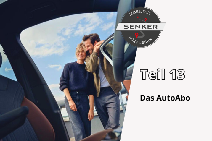Jetzt zum Thema AutoAbo im Senker Blog "Mobilität fürs Leben" informieren - Junges Paar welches sich über ihr neues Fahrzeug vom AutoAbo freut